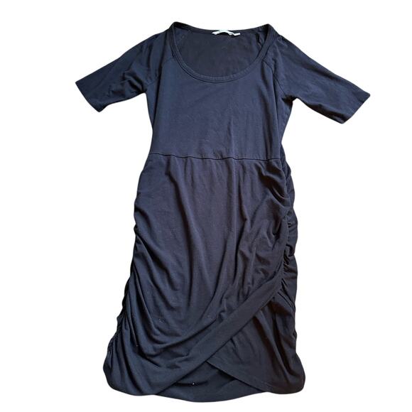 Athleta Dresses & Skirts - Athleta Black Dress Scoop Neck Short Sleeve, Cinch Sides Women M